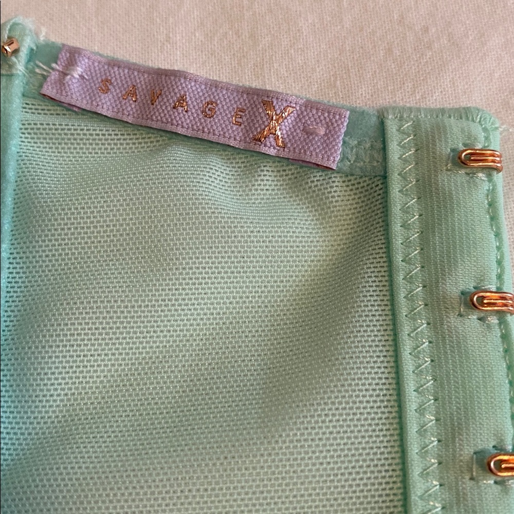 Savage X Fenty Puff Daisy Unlined Bustier Mint Hint Green Size Large - Picture 11 of 16
